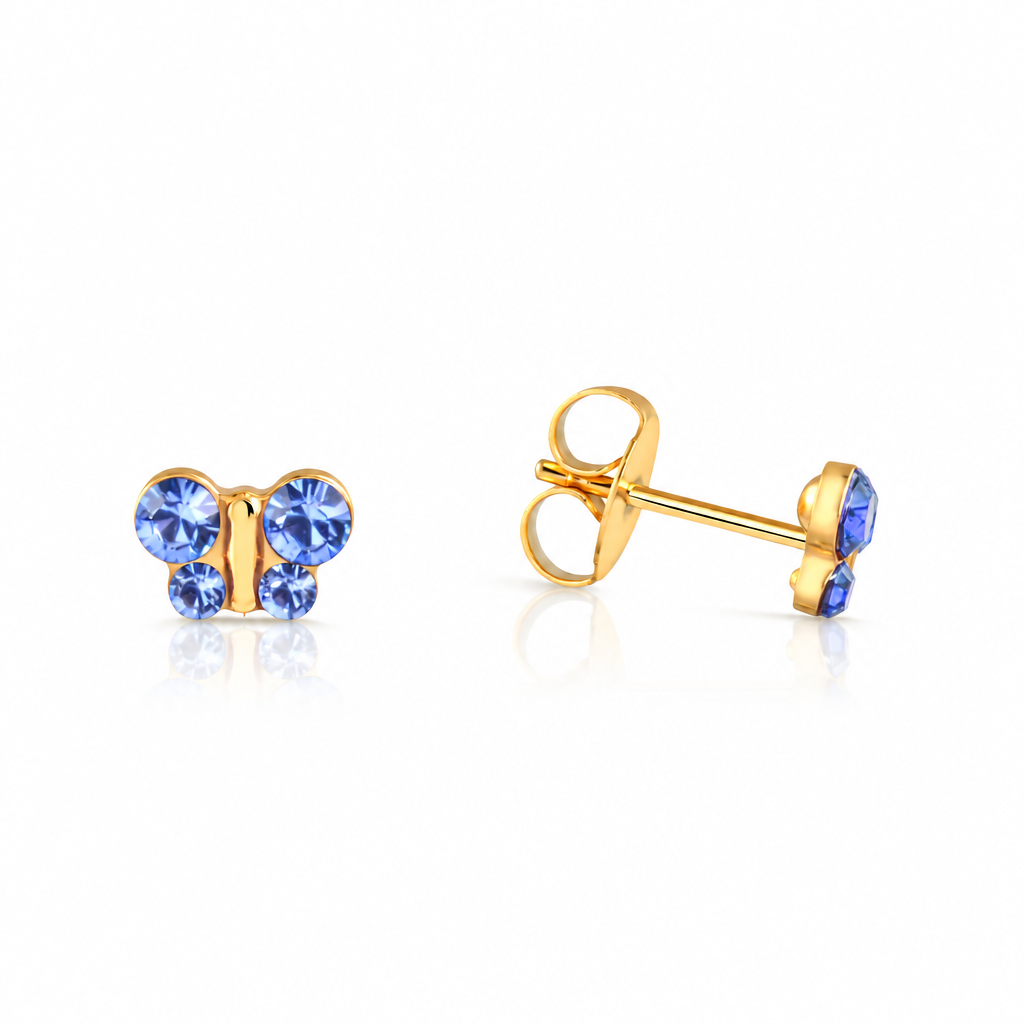 Aros pegados Petit Butterfly bañado en oro