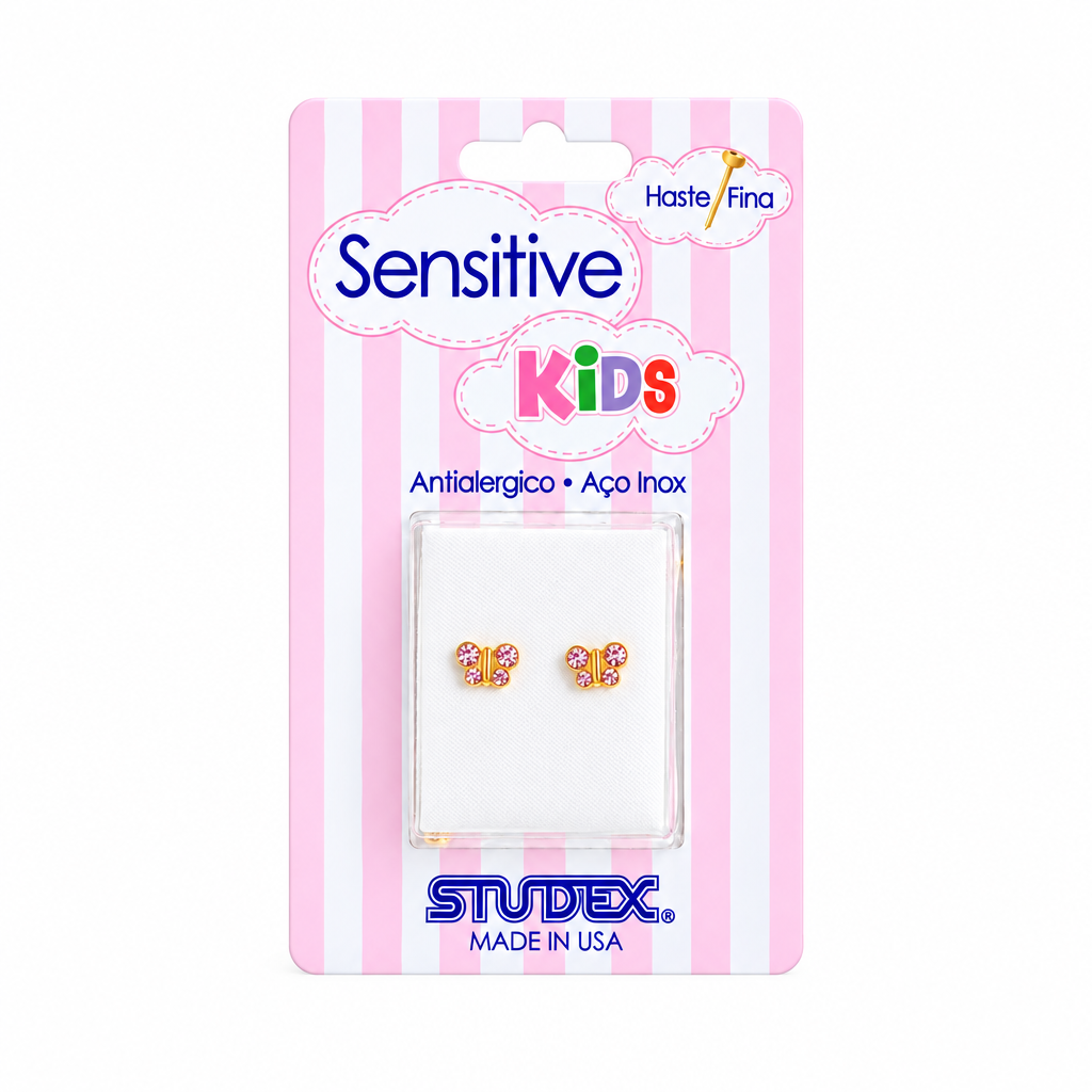 Aros pegados Petit Butterfly bañado en oro