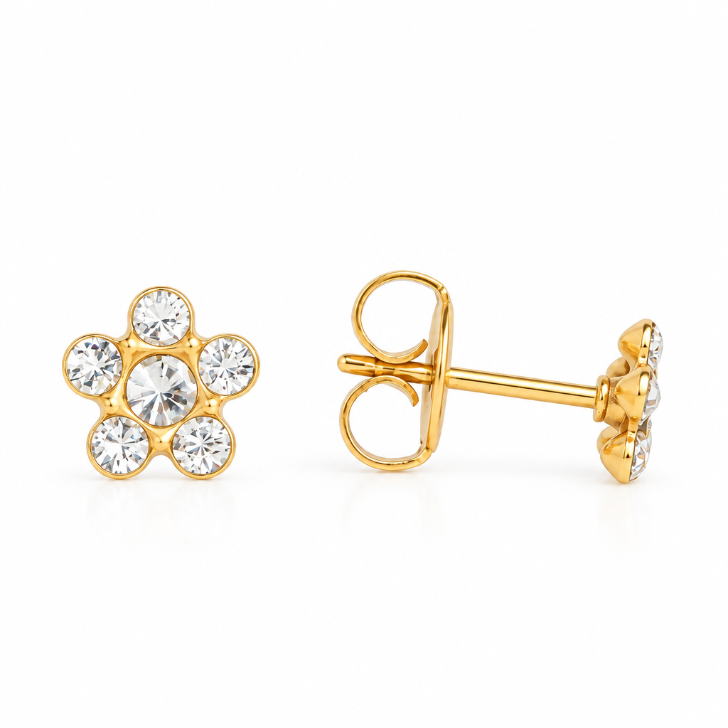 Aros pegados Flora bañado en oro
