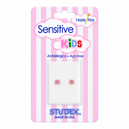 Aros pegados Tiffany rosa petit bañado en oro