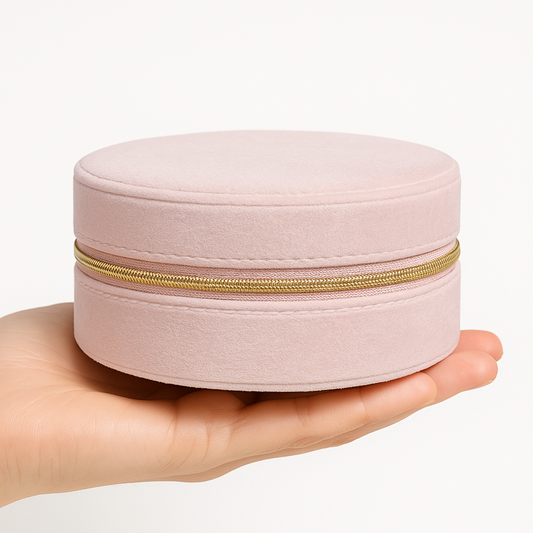 Joyero terciopelo de viaje rosado